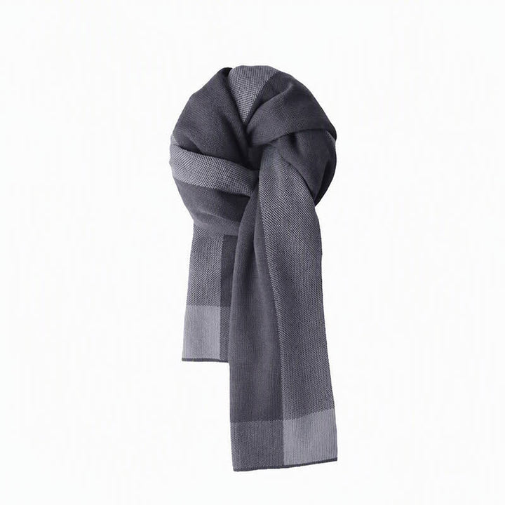 Sciarpa da uomo accogliente in maglia con motivo Buddha Stones, ideale per autunno/inverno, con blocchi di colore geometrici. - Grigio tenue - Circa 180 cm * 30 cm - image 0