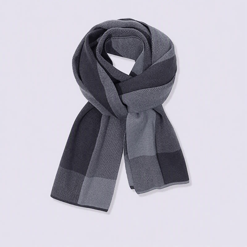 Sciarpa da uomo accogliente in maglia con motivo Buddha Stones, ideale per autunno/inverno, con blocchi di colore geometrici. - image 2