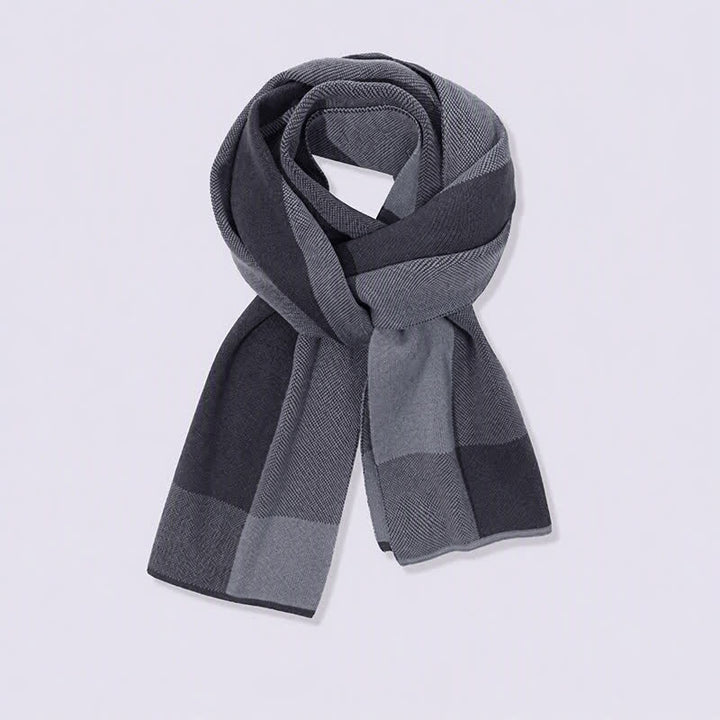 Sciarpa da uomo accogliente in maglia con motivo Buddha Stones, ideale per autunno/inverno, con blocchi di colore geometrici. - image 2