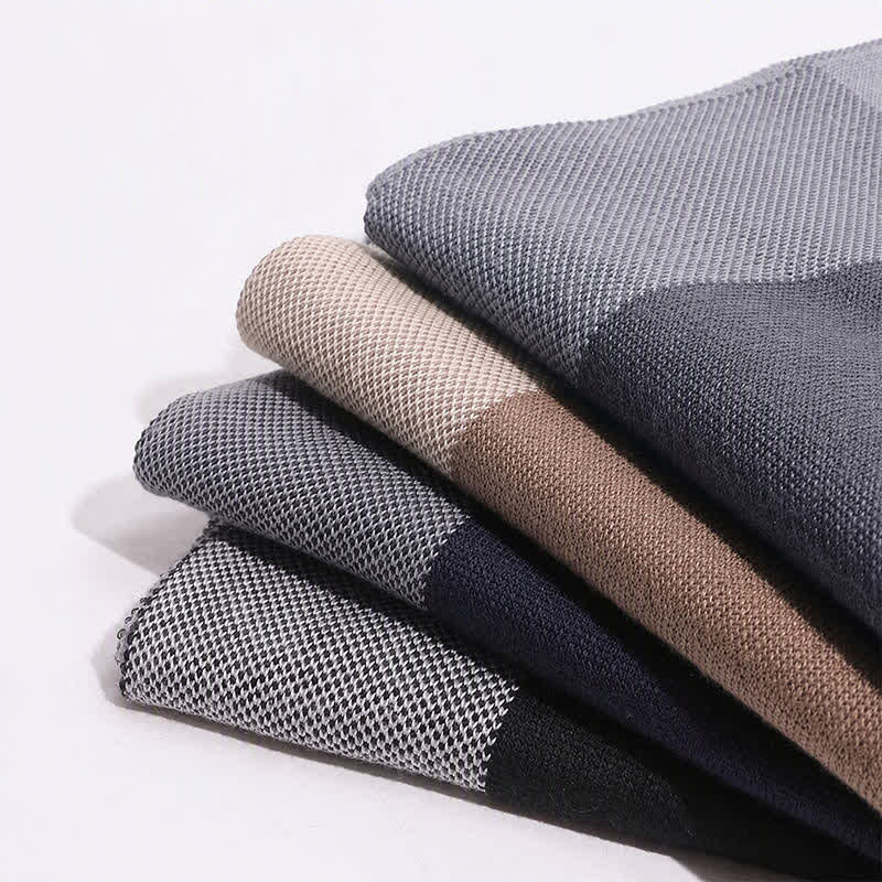 Sciarpa da uomo accogliente in maglia con motivo Buddha Stones, ideale per autunno/inverno, con blocchi di colore geometrici. - image 14