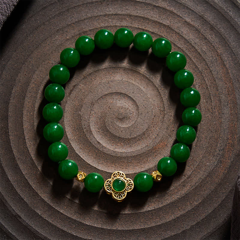 Buddha Stones Bracciale protettivo con perle di giada e quarzite naturale - image 3