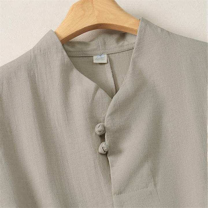 Camicia da donna a maniche lunghe in cotone tinta unita, stile Tang, con colletto alla coreana e stampa Buddha Stones, ideale per primavera e autunno. - image 12