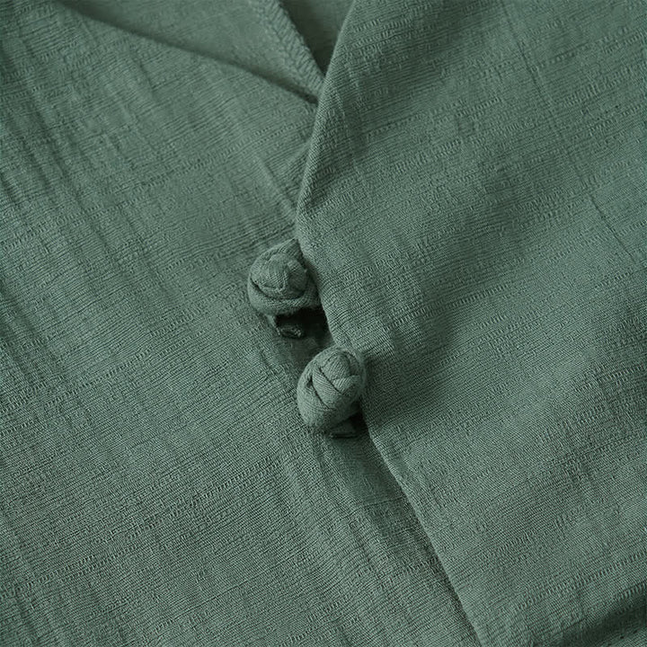 Camicia da donna a maniche lunghe in cotone tinta unita, stile Tang, con colletto alla coreana e stampa Buddha Stones, ideale per primavera e autunno. - image 5