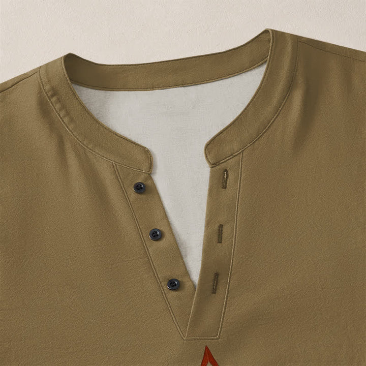 Buddha Stones Camicia da uomo a maniche lunghe con scollo a V e bottoni, in cotone, con motivo geometrico tribale multicolore. - image 18
