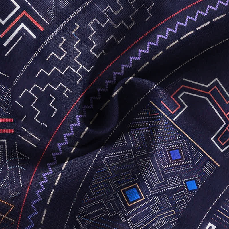 Buddha Stones Camicia da uomo a maniche lunghe con scollo a V e bottoni, in cotone, con motivo mandala tribale. - image 6