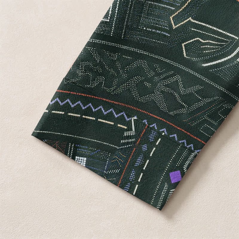 Buddha Stones Camicia da uomo a maniche lunghe con scollo a V e bottoni, in cotone, con motivo mandala tribale. - image 12