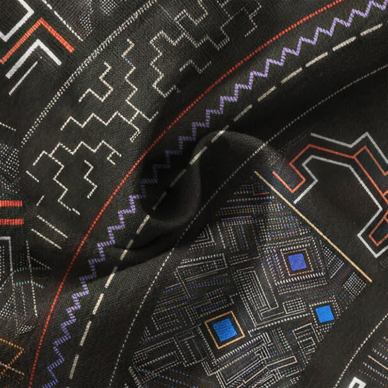 Buddha Stones Camicia da uomo a maniche lunghe con scollo a V e bottoni, in cotone, con motivo mandala tribale. - image 20