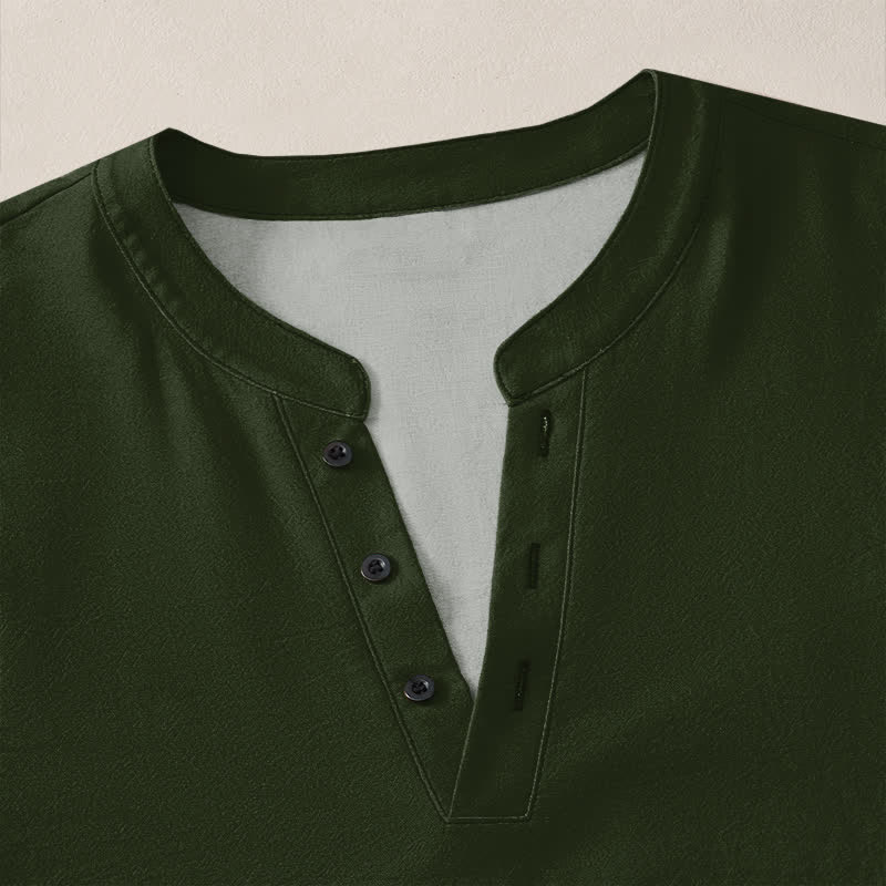 Buddha Stones Camicia da uomo a maniche lunghe con scollo a V e bottoni, in cotone, con motivo a spirale di onde oceaniche. - image 11