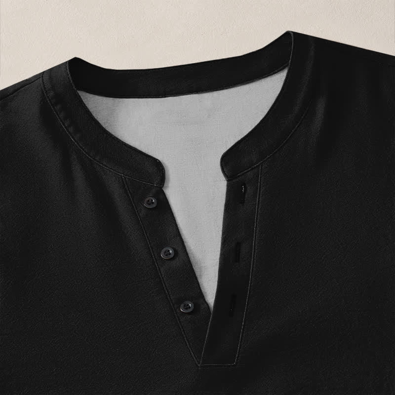 Buddha Stones Camicia da uomo a maniche lunghe con scollo a V e bottoni, in cotone, con motivo a spirale di onde oceaniche. - image 18