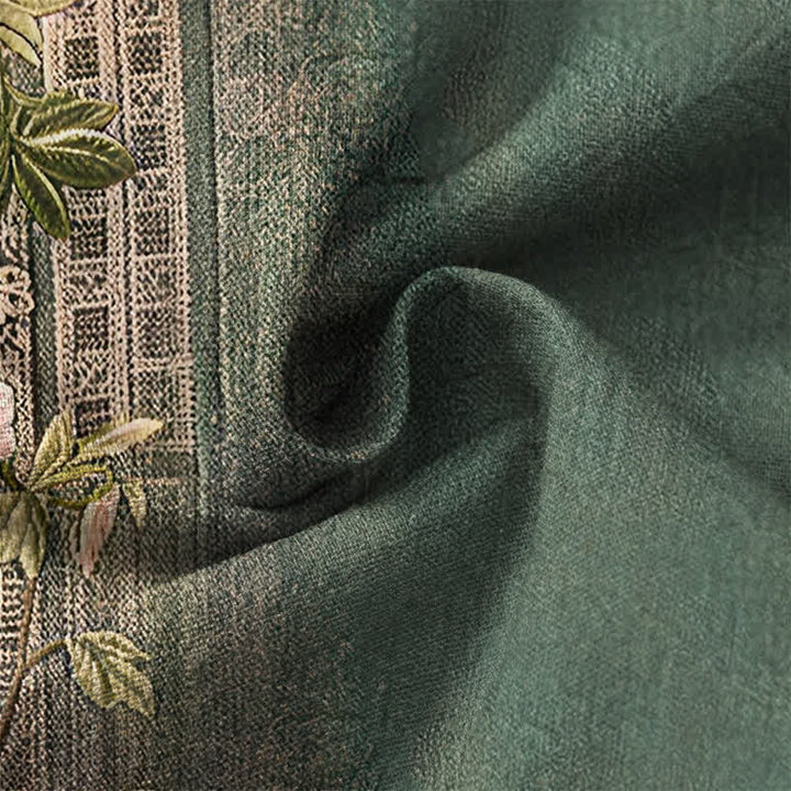 Buddha Stones Camicia da uomo a maniche lunghe con scollo a V e bottoni, in cotone, con motivo floreale vintage a tralci di vite. - image 6
