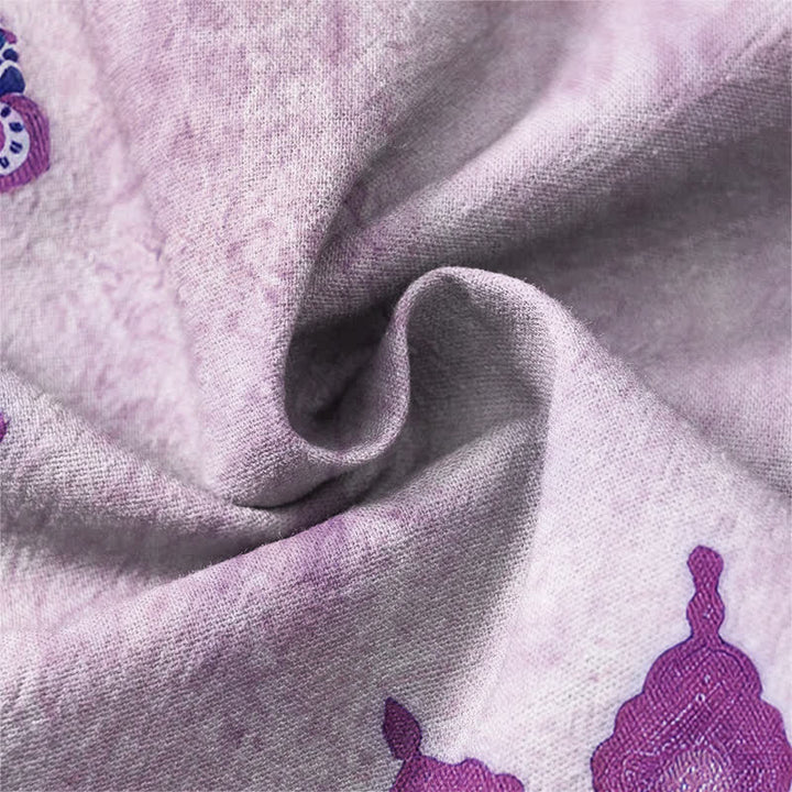 Buddha Stones Camicia da uomo a maniche lunghe in cotone con scollo a V e bottoni, fantasia etnica paisley mandala floreale. - image 20