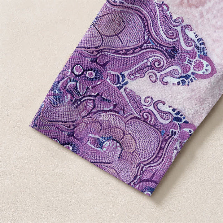 Buddha Stones Camicia da uomo a maniche lunghe in cotone con scollo a V e bottoni, fantasia etnica paisley mandala floreale. - image 19