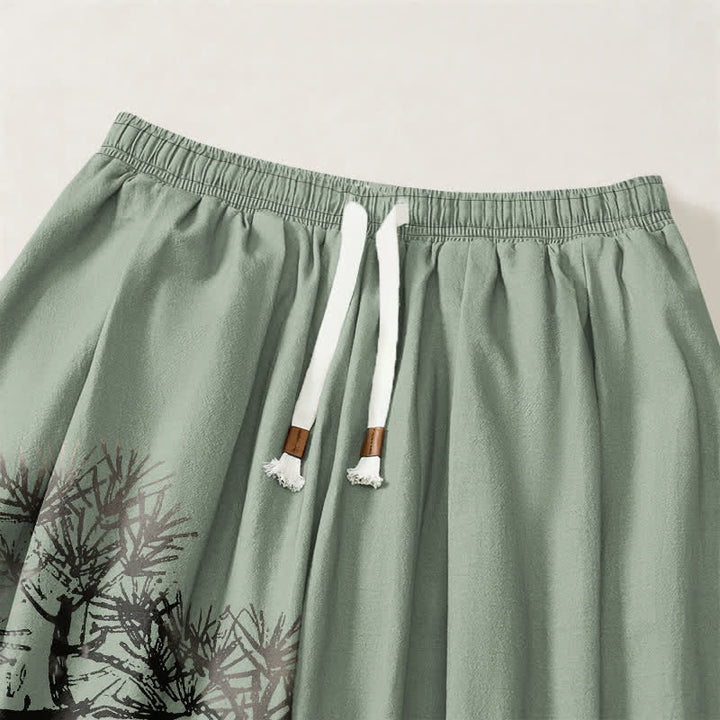 Buddha Stones Pantaloni harem da uomo in puro cotone con stampa a pino e coulisse, con tasche. - image 15