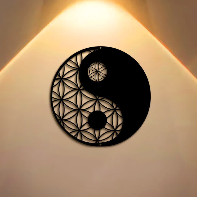 Buddha Stones Decorazione da parete minimalista in ferro con simbolo di equilibrio Yin Yang. - image 0