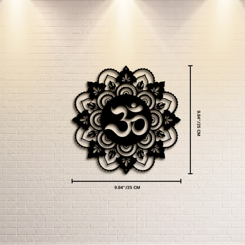 Buddha Stones Decorazione murale rotonda in ferro con mandala OM sacro per la consapevolezza - Circa 25 cm x 25 cm x 0,1 cm / 9,84 pollici x 9,84 pollici x 0,04 pollici - image 2