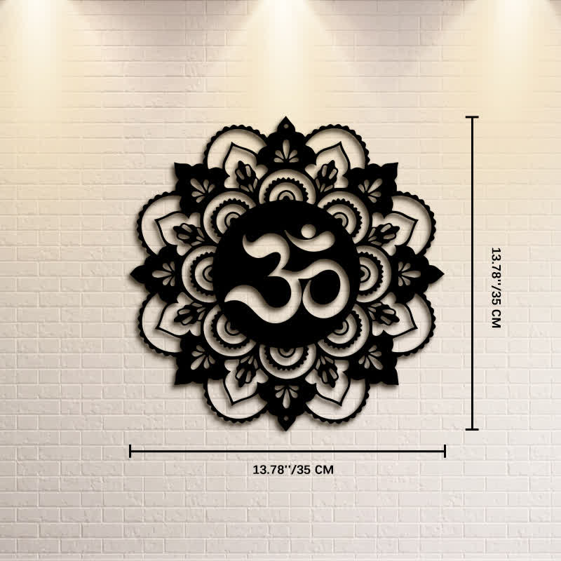 Buddha Stones Decorazione murale rotonda in ferro con mandala OM sacro per la consapevolezza - Circa 35 cm x 35 cm x 0,1 cm / 13,78 pollici x 13,78 pollici x 0,04 pollici - image 6