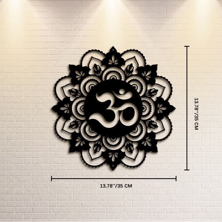 Buddha Stones Decorazione murale rotonda in ferro con mandala OM sacro per la consapevolezza - Circa 35 cm x 35 cm x 0,1 cm / 13,78 pollici x 13,78 pollici x 0,04 pollici - image 6