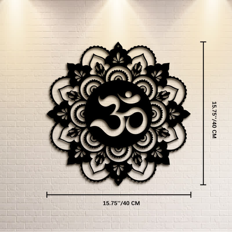 Buddha Stones Decorazione murale rotonda in ferro con mandala OM sacro per la consapevolezza - Circa 40 cm x 40 cm x 0,1 cm / 15,75 pollici x 15,75 pollici x 0,04 pollici - image 8