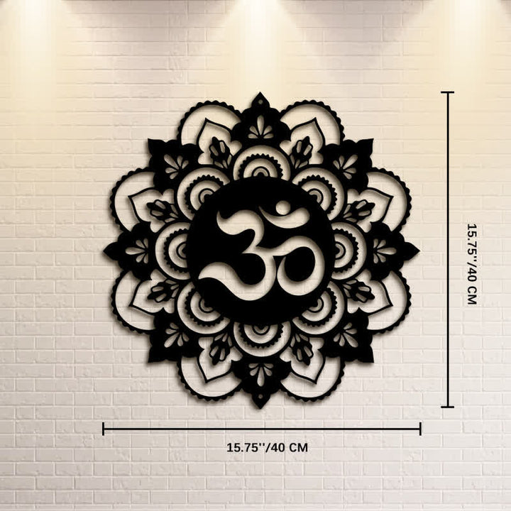 Buddha Stones Decorazione murale rotonda in ferro con mandala OM sacro per la consapevolezza - Circa 40 cm x 40 cm x 0,1 cm / 15,75 pollici x 15,75 pollici x 0,04 pollici - image 8