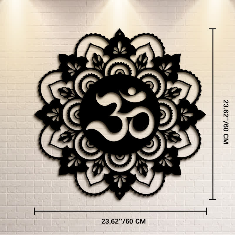 Buddha Stones Decorazione murale rotonda in ferro con mandala OM sacro per la consapevolezza - Circa 60 cm x 60 cm x 0,12 cm / 23,62 pollici x 23,62 pollici x 0,05 pollici - image 13