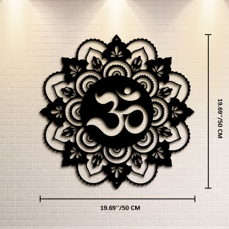 Buddha Stones Decorazione murale rotonda in ferro con mandala OM sacro per la consapevolezza - Circa 50 cm x 50 cm x 0,12 cm / 19,69 pollici x 19,69 pollici x 0,05 pollici - image 10