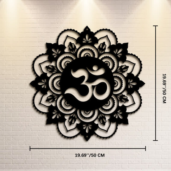 Buddha Stones Decorazione murale rotonda in ferro con mandala OM sacro per la consapevolezza - Circa 50 cm x 50 cm x 0,12 cm / 19,69 pollici x 19,69 pollici x 0,05 pollici - image 10