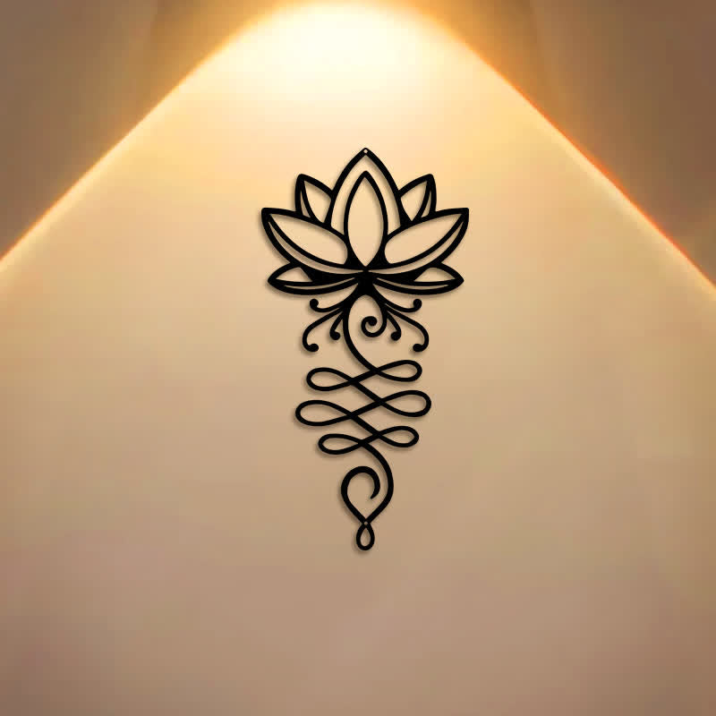 Buddha Stones Decorazione murale minimalista in ferro con simboli significativi di loto e illuminazione. - image 0
