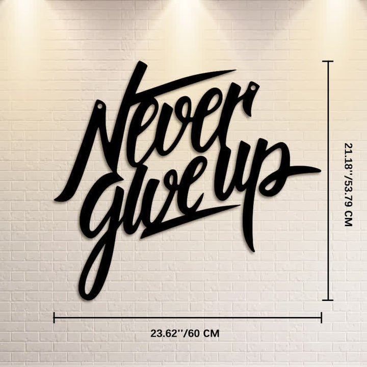 Buddha Stones Decorazione da parete in metallo con scritta nera "Never Give Up" - Circa 60 cm x 53,79 cm x 0,12 cm / 23,62 pollici x 21,18 pollici x 0,05 pollici - image 13
