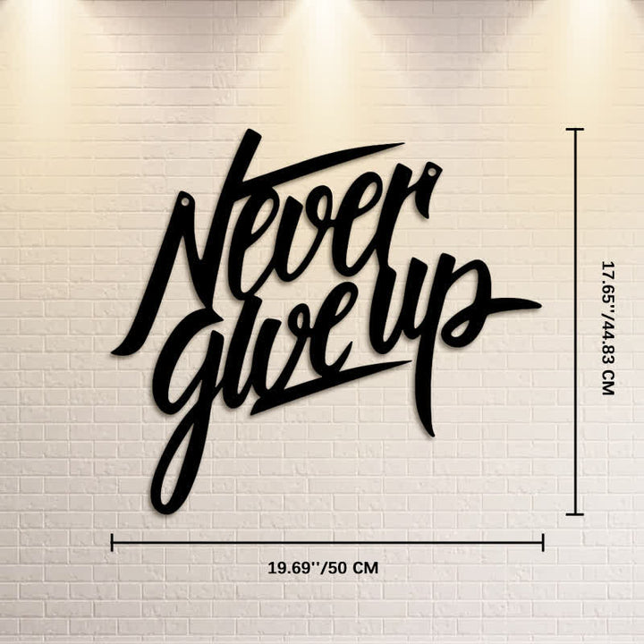 Buddha Stones Decorazione da parete in metallo con scritta nera "Never Give Up" - Circa 50 cm x 44,83 cm x 0,12 cm / 19,69 pollici x 17,65 pollici x 0,05 pollici - image 10