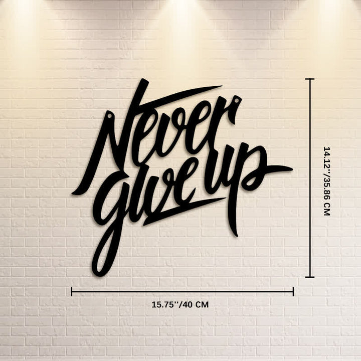 Buddha Stones Decorazione da parete in metallo con scritta nera "Never Give Up" - Circa 40 cm x 35,86 cm x 0,1 cm / 15,75 pollici x 14,12 pollici x 0,04 pollici - image 8
