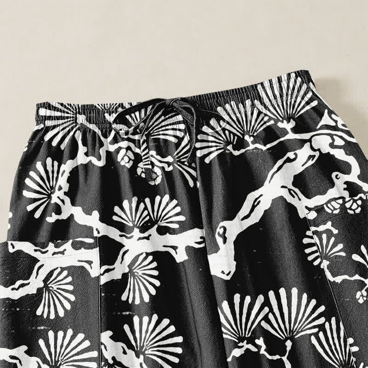 Buddha Stones Pantaloni harem da donna in cotone con motivo floreale orientale e vita elasticizzata, con tasche laterali. - image 5