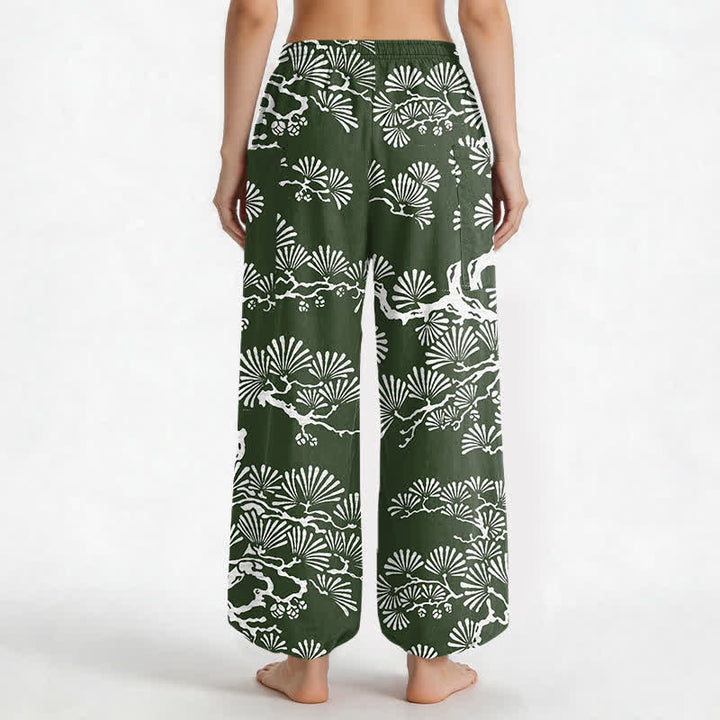 Buddha Stones Pantaloni harem da donna in cotone con motivo floreale orientale e vita elasticizzata, con tasche laterali. - image 12