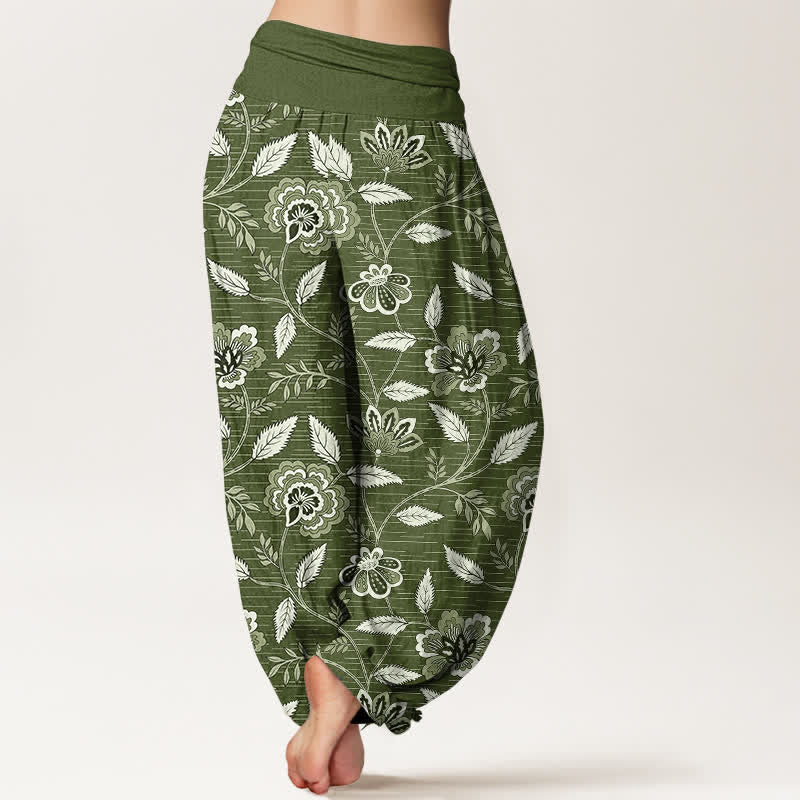 Buddha Stones Pantaloni harem da donna in cotone con motivo floreale vintage e vita elasticizzata. - image 7