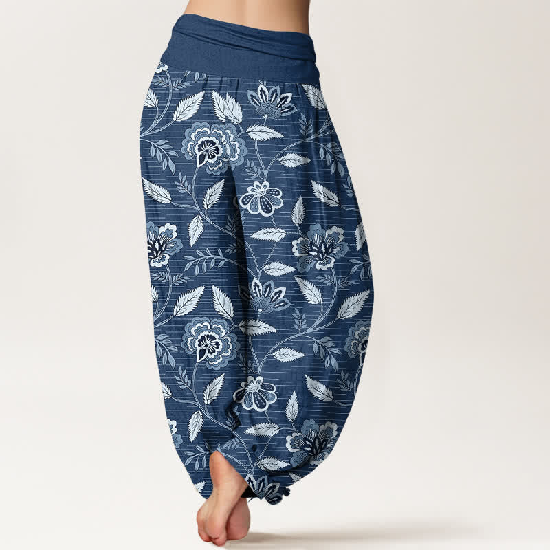 Buddha Stones Pantaloni harem da donna in cotone con motivo floreale vintage e vita elasticizzata. - image 10