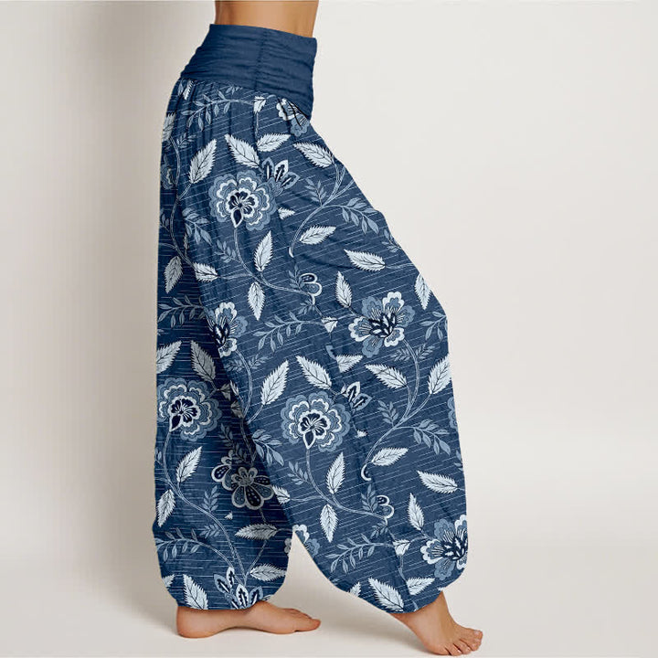 Buddha Stones Pantaloni harem da donna in cotone con motivo floreale vintage e vita elasticizzata. - image 9