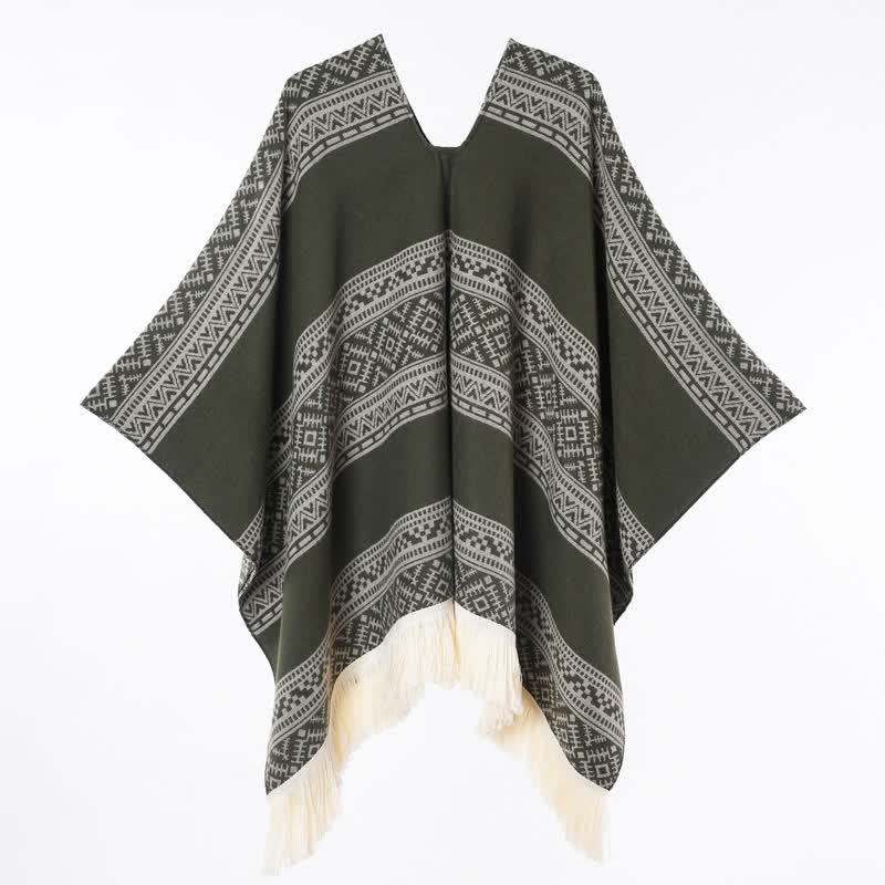 Buddha Stones Sciarpa da donna autunno/inverno in stile boho con righe geometriche e nappe. - image 8