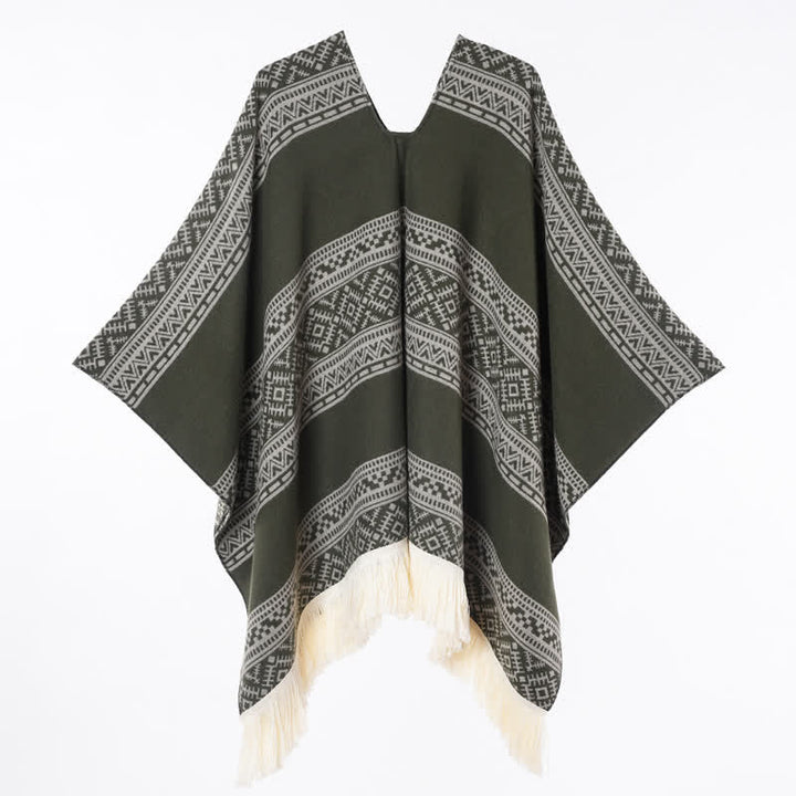 Buddha Stones Sciarpa da donna autunno/inverno in stile boho con righe geometriche e nappe. - image 8