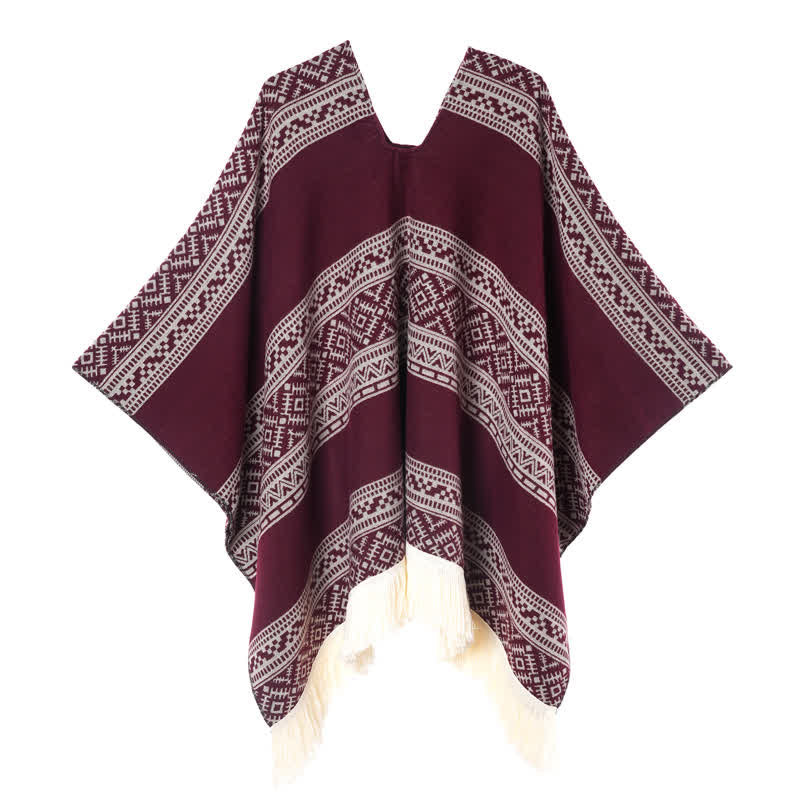 Buddha Stones Sciarpa da donna autunno/inverno in stile boho con righe geometriche e nappe. - image 16