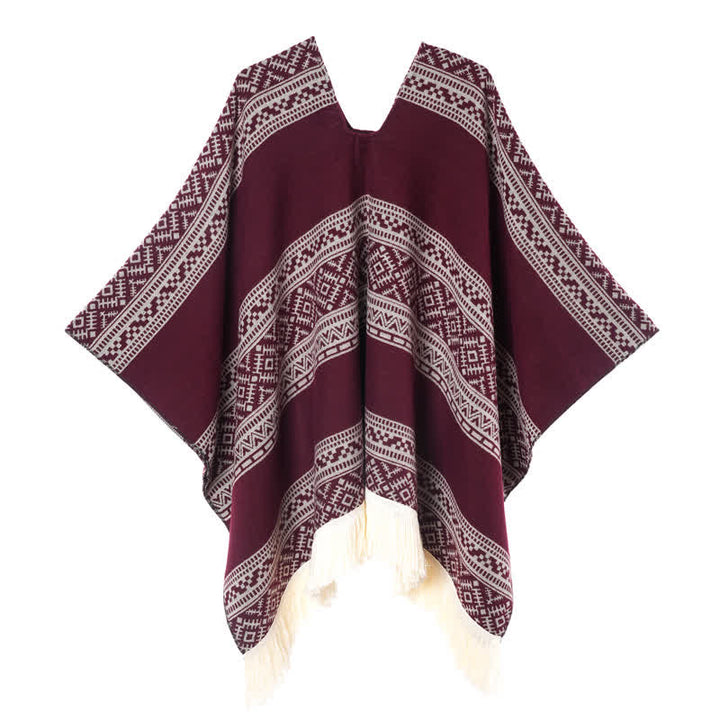 Buddha Stones Sciarpa da donna autunno/inverno in stile boho con righe geometriche e nappe. - image 16
