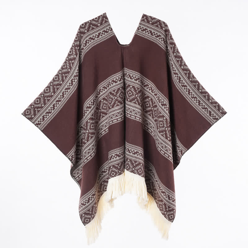 Buddha Stones Sciarpa da donna autunno/inverno in stile boho con righe geometriche e nappe. - image 25