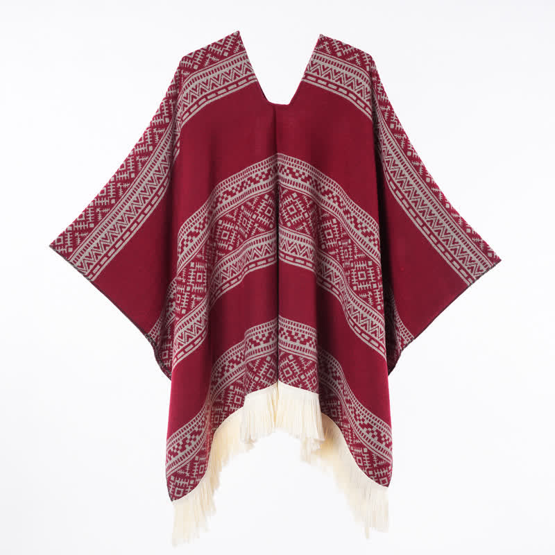 Buddha Stones Sciarpa da donna autunno/inverno in stile boho con righe geometriche e nappe. - image 20