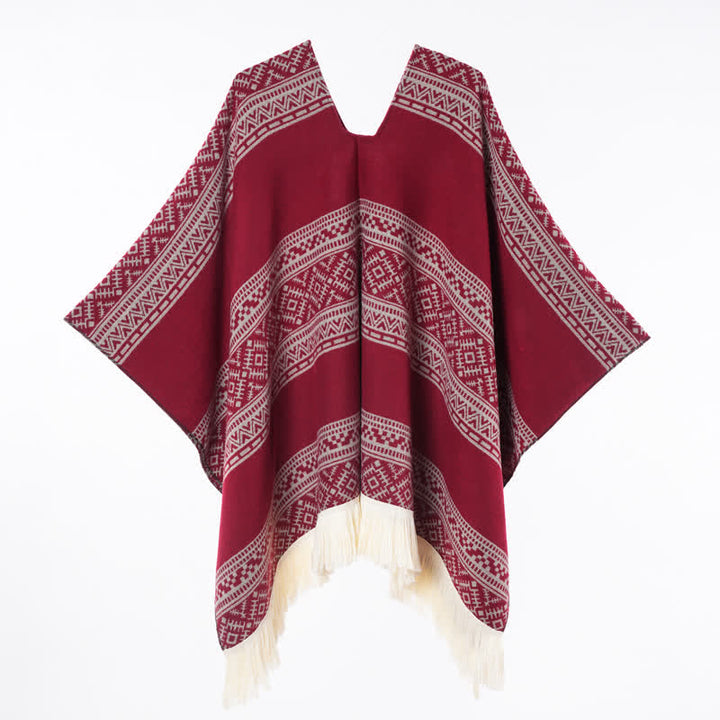 Buddha Stones Sciarpa da donna autunno/inverno in stile boho con righe geometriche e nappe. - image 20
