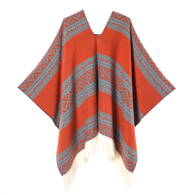 Buddha Stones Sciarpa da donna autunno/inverno in stile boho con righe geometriche e nappe. - image 12