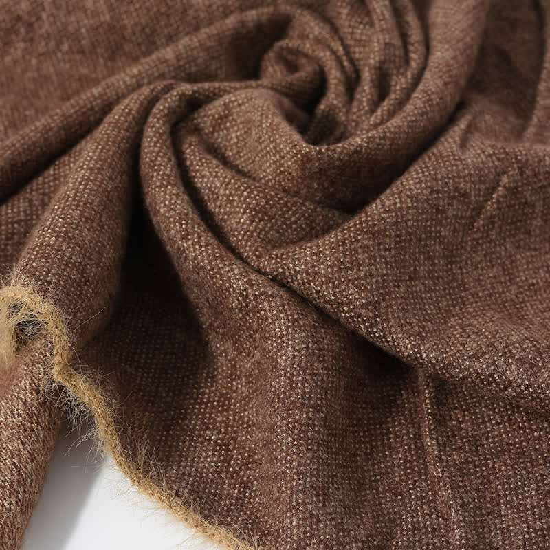 Buddha Stones Sciarpa da uomo autunno/inverno con bordo drappeggiato e frange morbide. - image 12