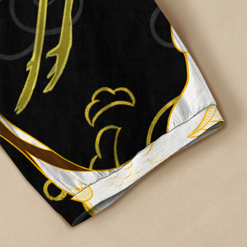 Buddha Stones Pantaloni harem da donna in cotone con motivo floreale orientale a gru, plissettati e vita elasticizzata, con tasche. - image 5