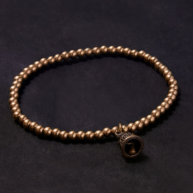 Buddha Stones Bracciale con ciondolo a campana e perline di rame - 7,1–7,5 pollici (18–19 cm) - image 0