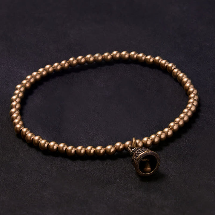 Buddha Stones Bracciale con ciondolo a campana e perline di rame - 7,1–7,5 pollici (18–19 cm) - image 0