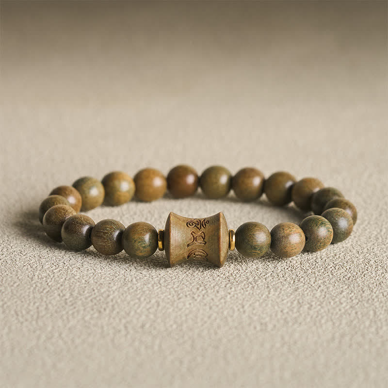 Buddha Stones Bracciale da meditazione con perline rotonde in legno di sandalo verde - 8 mm - image 0