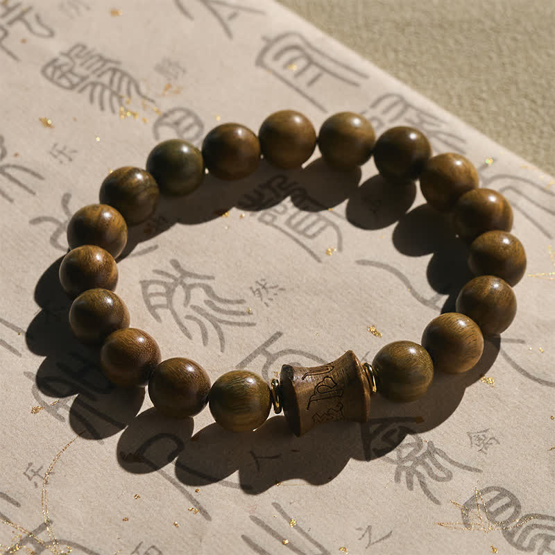 Buddha Stones Bracciale da meditazione con perline rotonde in legno di sandalo verde - image 9