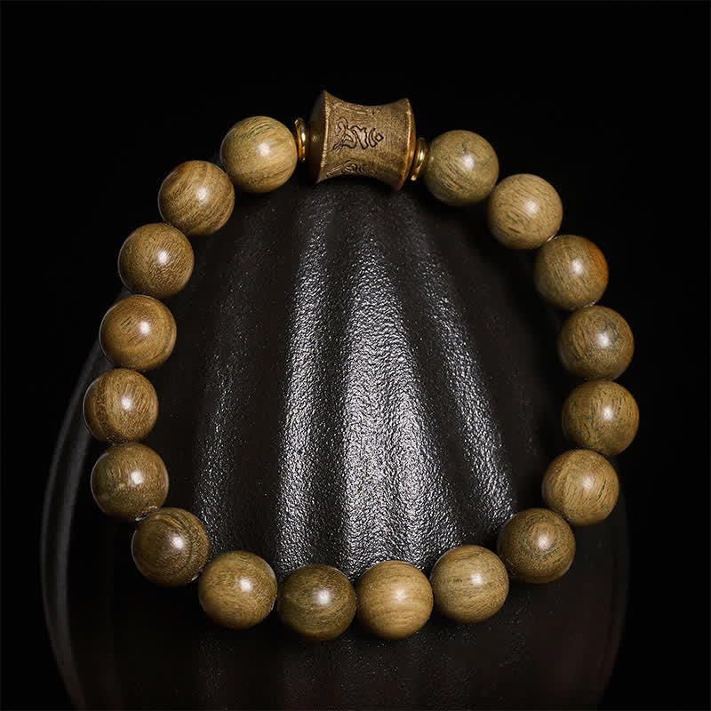 Buddha Stones Bracciale da meditazione con perline rotonde in legno di sandalo verde - image 11